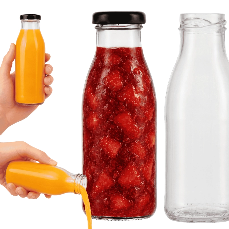 Butelka szklana Smooth 250 ml do soków sezonowych syropów i przecierów truskawkowych