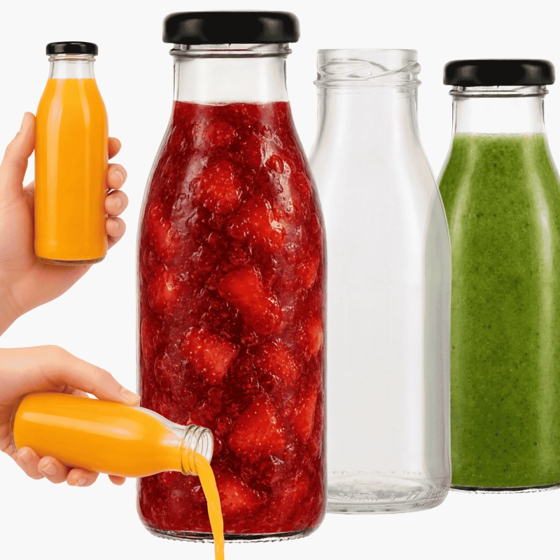 Komplet szklanych butelek Smooth ćwierć litra do syropów smoothie i przecierów owocowych 10 szt