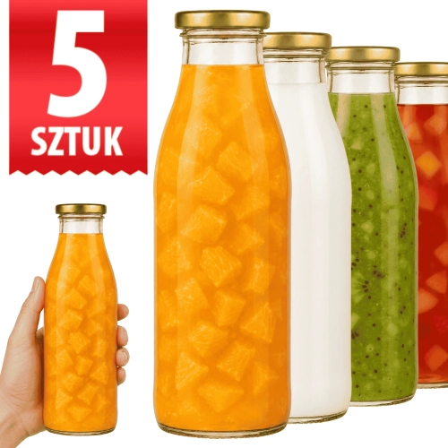 5x Butelka szklana na sok Smooth 750 ml — zakrętka twist-off fi 48 mm