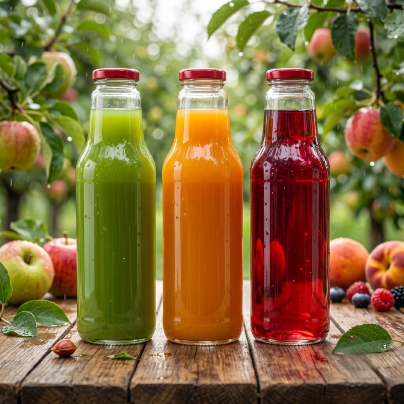Opakowanie 5 szklanych butelek Juicy 750 ml z nakrętką do mleka kefiru i domowych soków