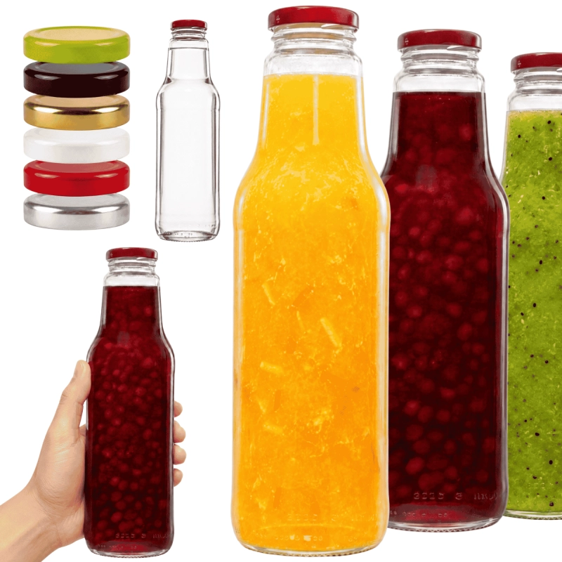 10 szklanych butelek Juicy 0,75 litra z zakrętką fi 43 do soków owocowych i kombuchy