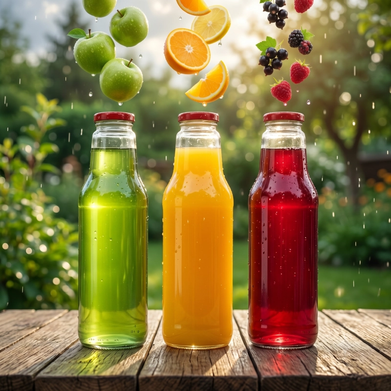 Zestaw 20 szklanych butelek wielorazowych Juicy 750 ml z zakrętką do soków i przetworów