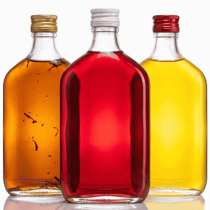Szklana piersiówka 350 ml zakrętka fi 28 do domowych alkoholi nalewek likieru i wódki