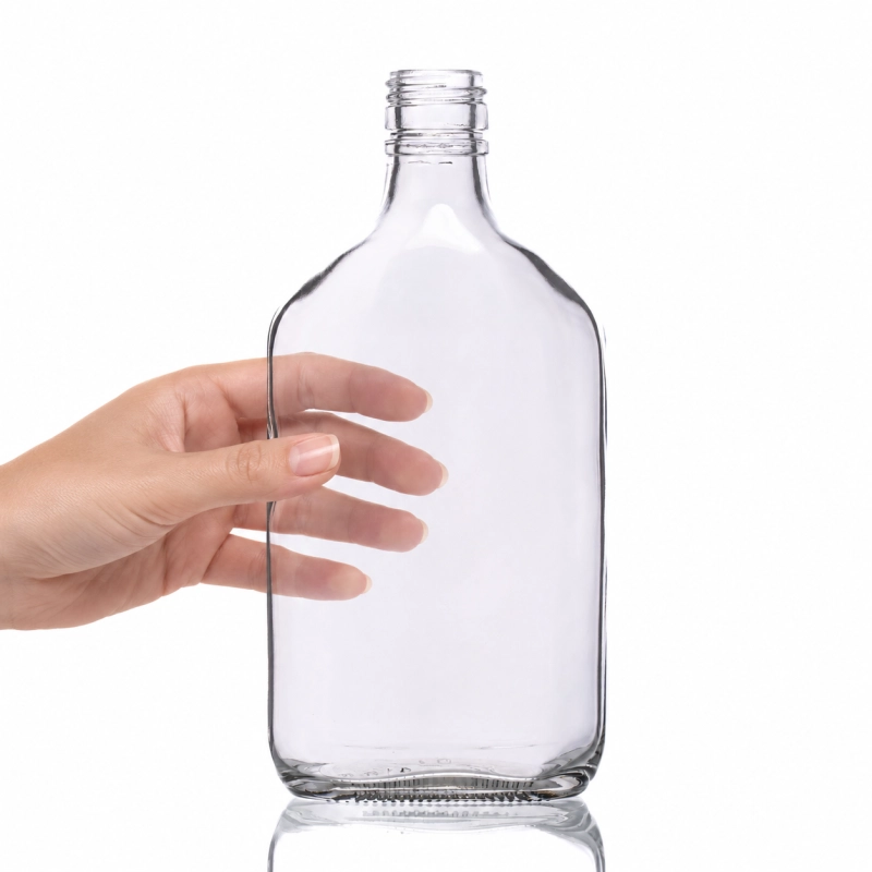 Płaskie butelki szklane piersiówki 350 ml nakrętka fi 28 do rozlewania nalewek 10 szt.