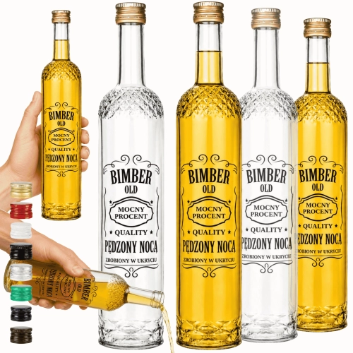 Butelka monopolowa Nargiz na bimber, nalewki, wesele 500ml nadruk pędzony nocą fi 28 x5