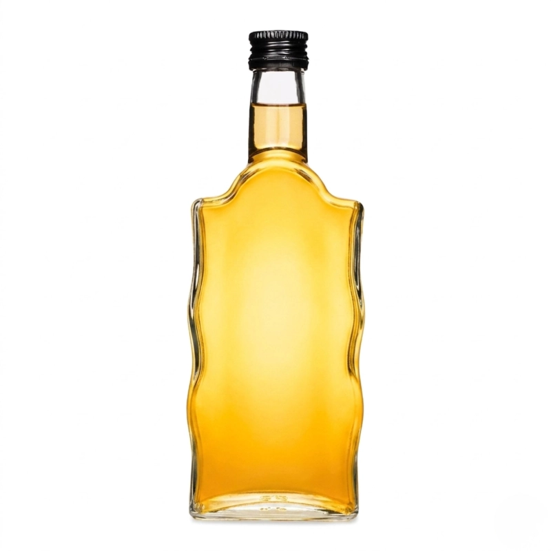 Szklana butelka Warta Fala 500 ml z falowanym korpusem i zakrętką fi 28 do wódki