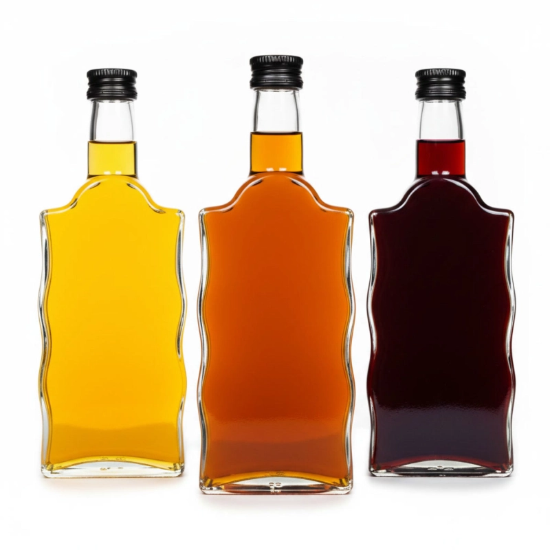 Butelki szklane Warta Fala 500 ml w różnych kolorach z zakrętką fi 28 do nalewek i likierów