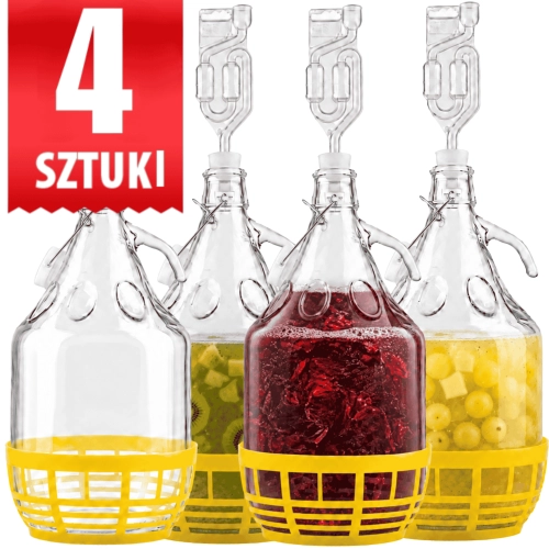 Dama 5 L "korek" na wino nalewkę miód pitny zestaw 4 sztuk