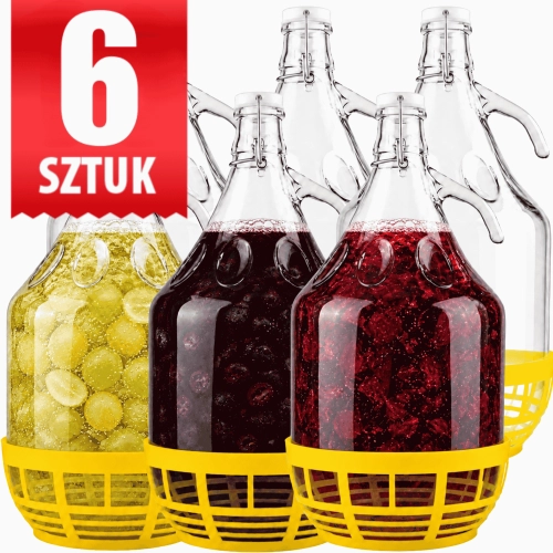 Dama 5 L "korek" na wino nalewkę miód pitny zestaw 6 sztuk