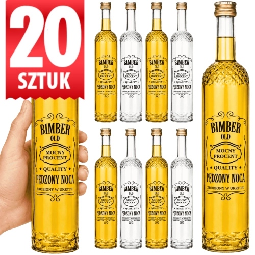Butelka szklana Nargiz na bimber, nalewki 500ml nadruk pędzony nocą zakrętka fi 28 x20