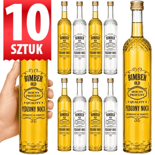 Butelka szklana Nargiz 500ml na bimber, nalewki nadruk pędzony nocą zakrętka fi 28 x10