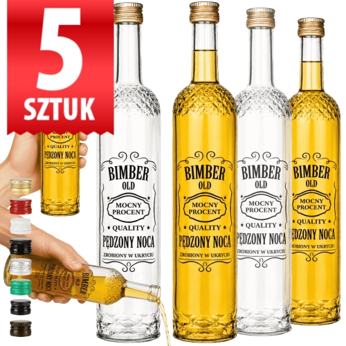 Butelka monopolowa Nargiz na bimber, nalewki, wesele 500ml nadruk pędzony nocą fi 28 x5