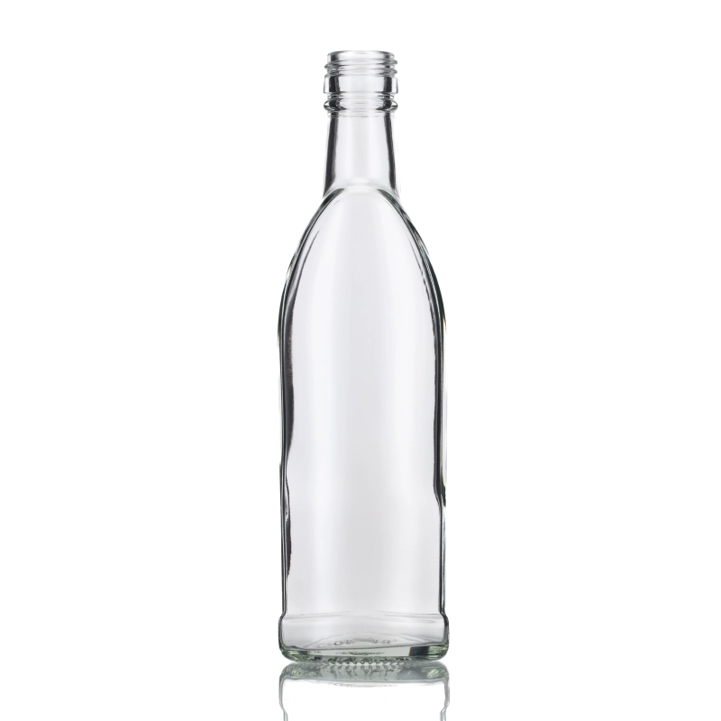 Szklana butelka Aura 250 ml pusta z zakrętką fi 28 mm widok z przodu białe tło