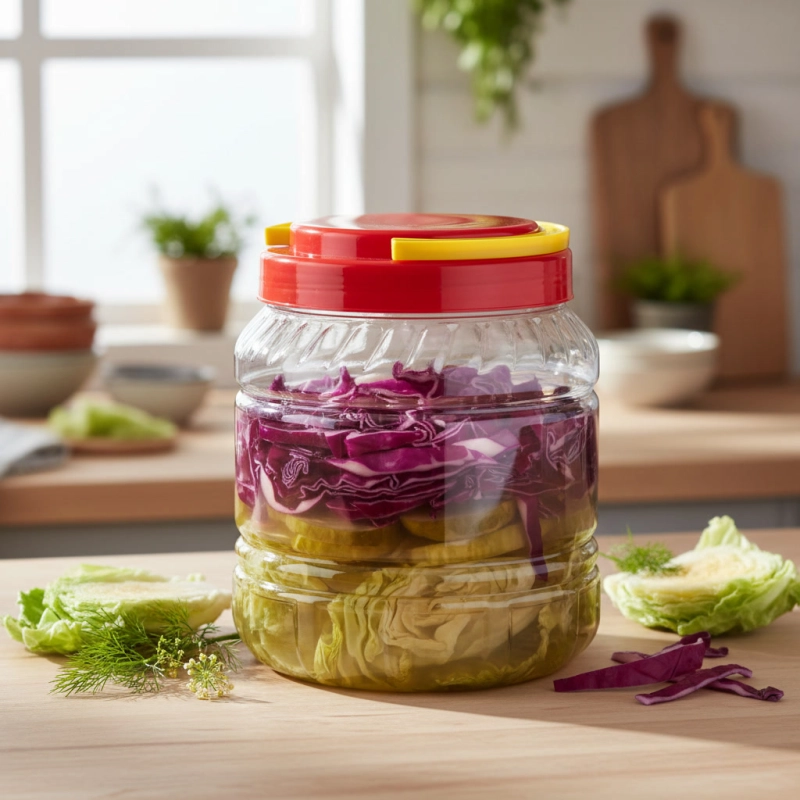 Słój PET z rączką 2 l Spichlerz — nietłukący pojemnik na kiszonki, przetwory i produkty sypkie