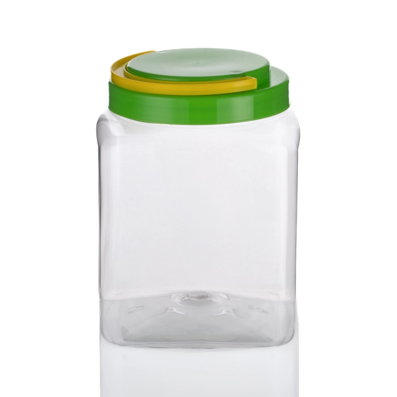 Pusty słój PET w kształcie kuferka 2,5 l z kwadratową podstawą i szeroką szyją 11 cm