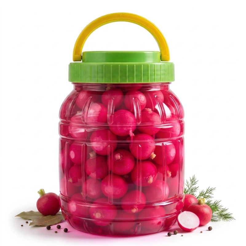 Pojemnik PET Spichlerz 1,5 l z zakrętką z uchwytem i kiszonymi burakami — 110 g, z atestem spożywczym