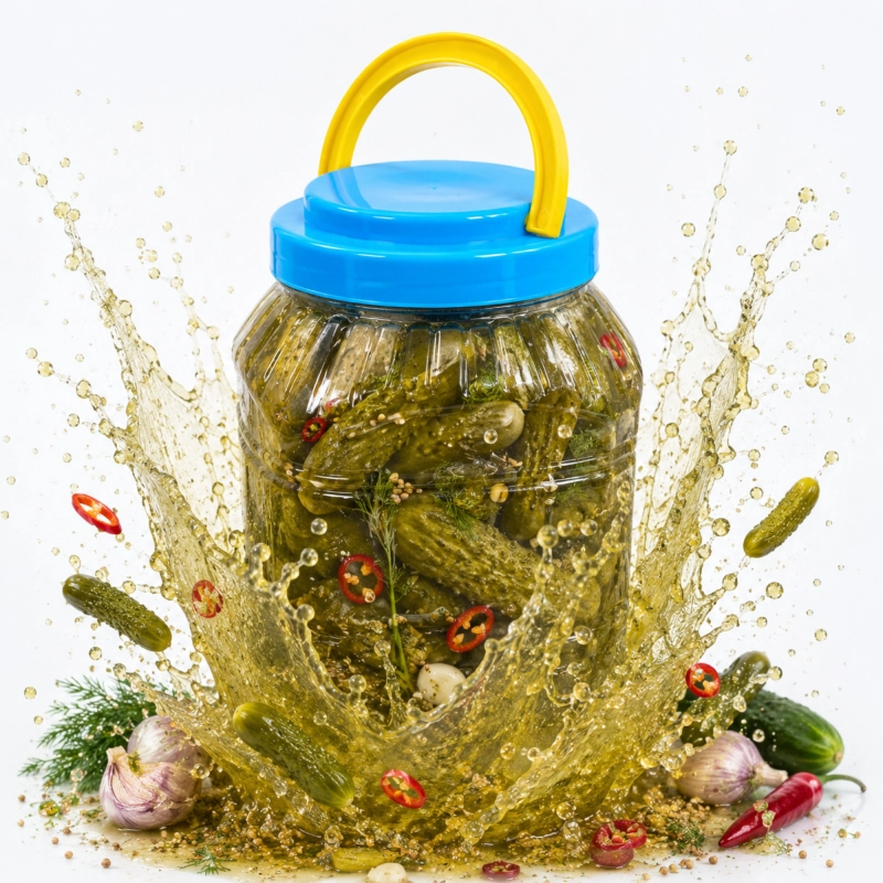 Pojemnik kwadratowy PET 4 l do przechowywania ziół i sałat, żółta zakrętka z uchwytem