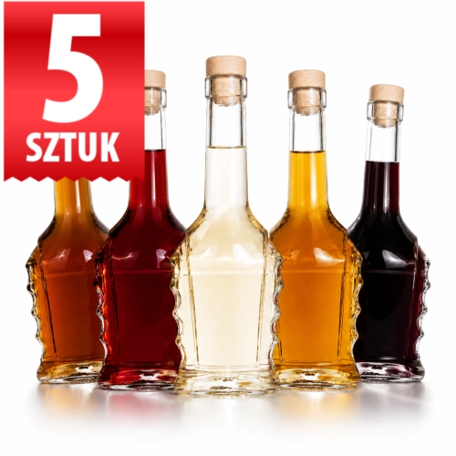 Butelka szklana Bukareszt 250 ml zestaw 5 sztuk na nalewki likiery bimber korek fi 19 mm