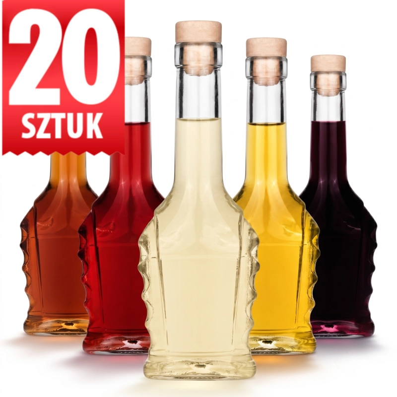 20 butelek szklanych Bukareszt 250 ml z korkiem syntetycznym fi 19 mm do rozlewu nalewek