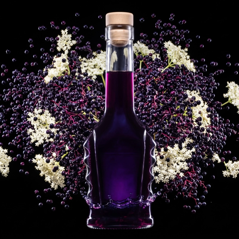 Butelka szklana Bukareszt 250 ml z korkiem grzybkiem syntetycznym fi 19 mm, eleganckie tło