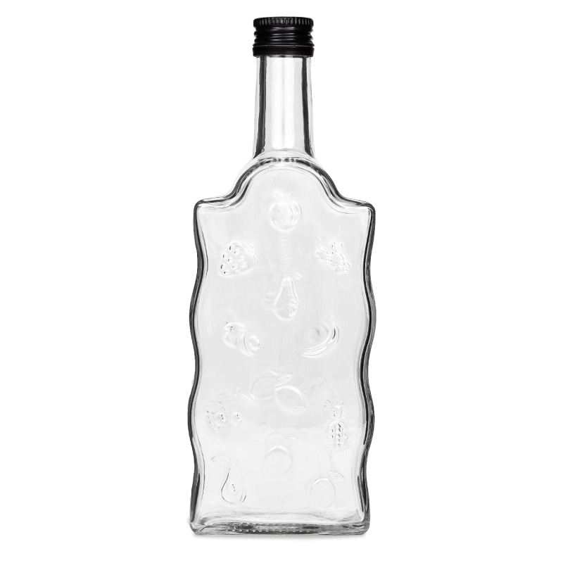 Pusta szklana butelka Warta Fruit 500 ml bez zakrętki — falowany wzór i przezroczyste szkło