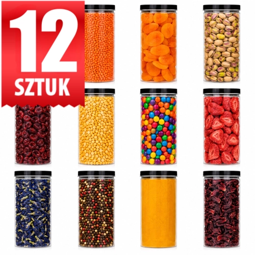 Słoiki do przechowywania żywności z wieczkiem 1,5 L 12 sztuk