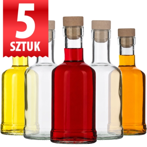 Butelki szklane na nalewki i wino Tadek 250 ml na korek x5