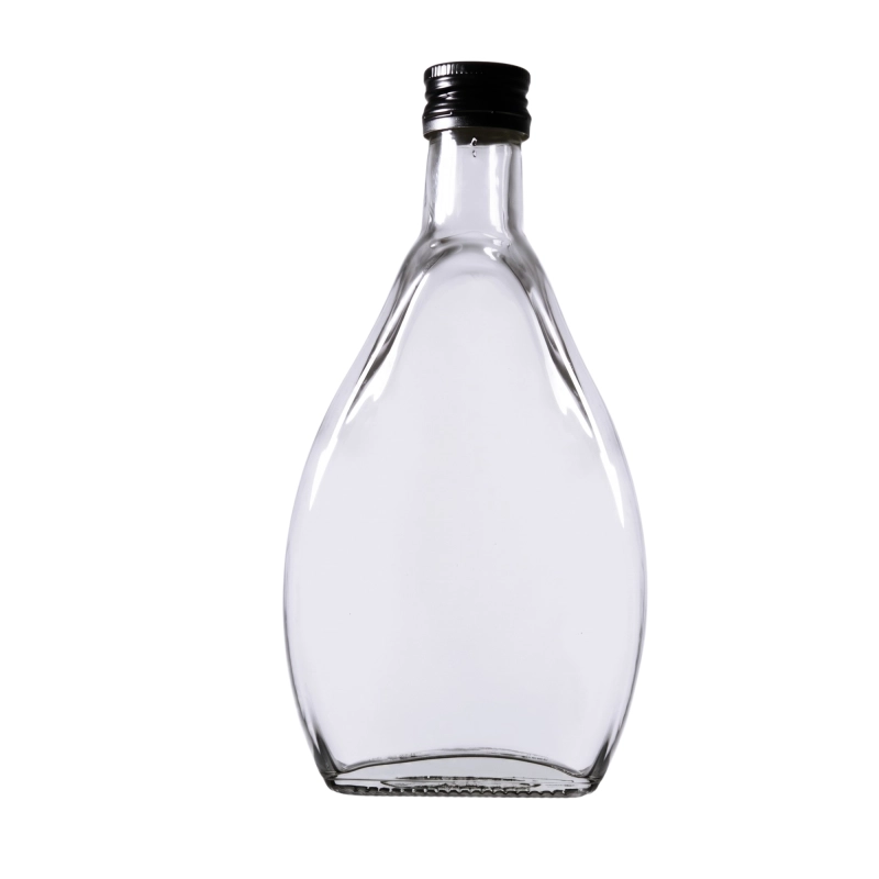 Szklana butelka Nigina 250 ml pusta na białym tle, gwint fi 28 mm, jedna z opakowania 10 sztuk