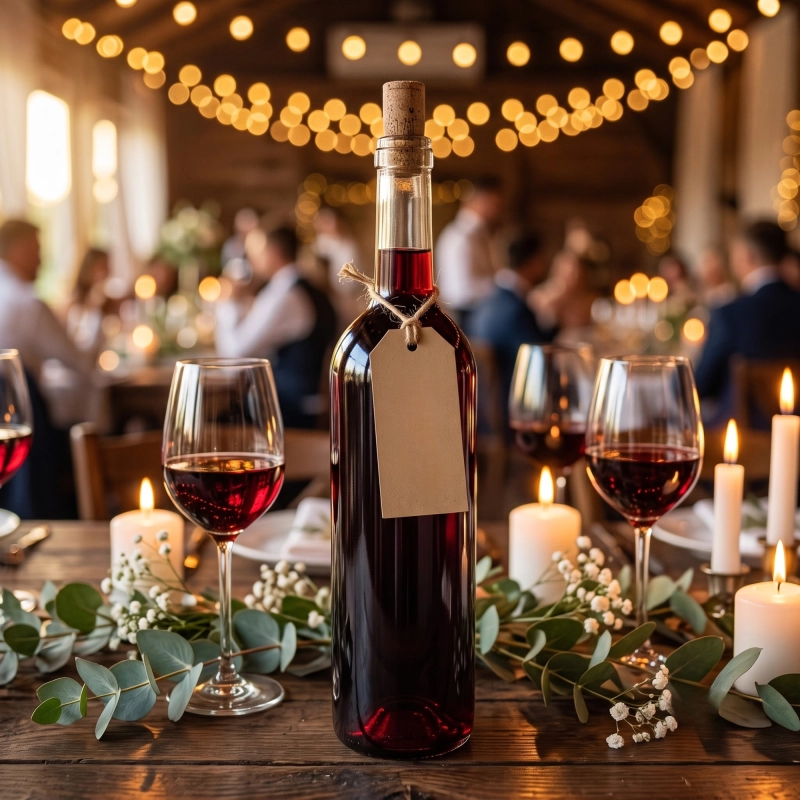 Butelki szklane Bordeaux 750 ml na stole podczas spotkania, zestaw 30 flaszek winiarskich 22,5 l