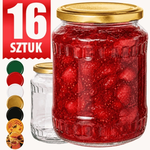 Słoik Deco 720 ml fi 82 na miód przetwory zestaw 16 sztuk 