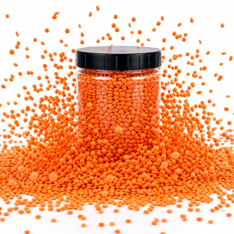 Pojemnik PET Basic 1000 ml z pomarańczową soczewicą i czarną zakrętką — szczelne przechowywanie