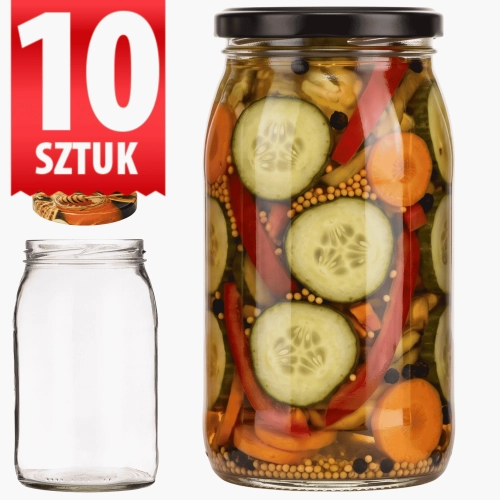 Zestaw słoików szklanych Standard 900 ml na przetwory i miód — 10 szt.
