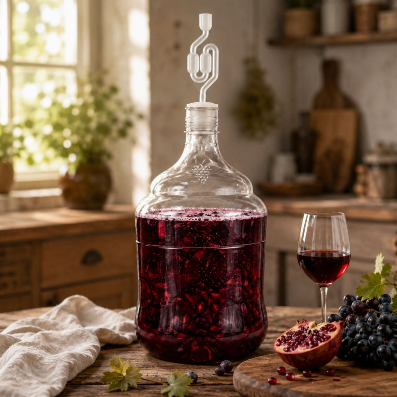 Lekki gąsior PET 10 litrów z ciemnym nalewem podczas fermentacji domowego wina lub cydru