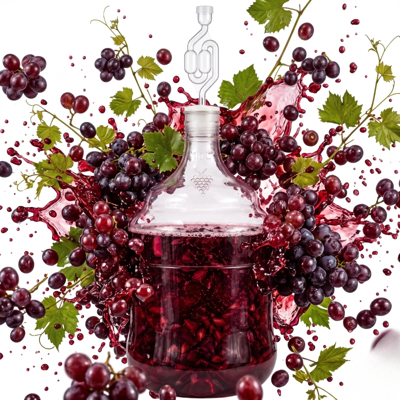Pojemnik PET 10 litrów na domowe wino z kwiatów z korkiem gumowym i rurką fermentacyjną