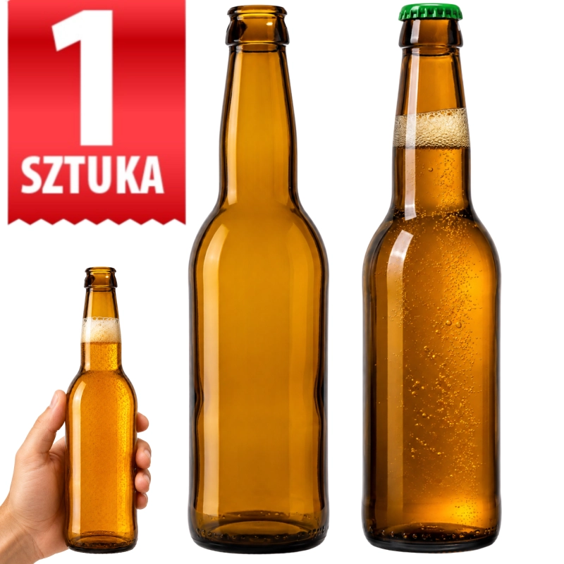 Brązowa butelka longneck 330 ml pod kapsel koronny fi 26 mm do piwa domowego, wariant 1 sztuka