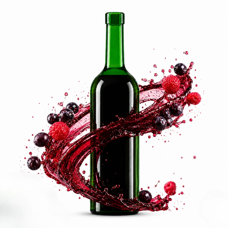 Komplet 10 zielonych flaszek winiarskich Bordeaux 750 ml wśród winogron, ciemne szkło ochronne