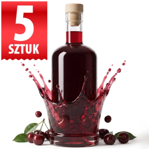 5x Butelka okrągła na nalewki i wino Statua 500 ml — szkło, korek grzybek