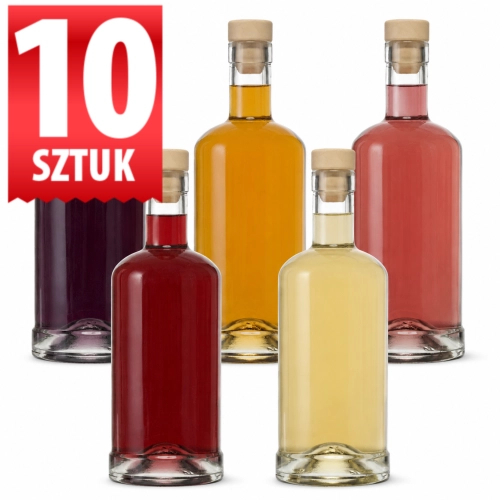 . 10x Butelka okrągła na nalewki i wino Statua 500 ml — szkło, korek grzybek