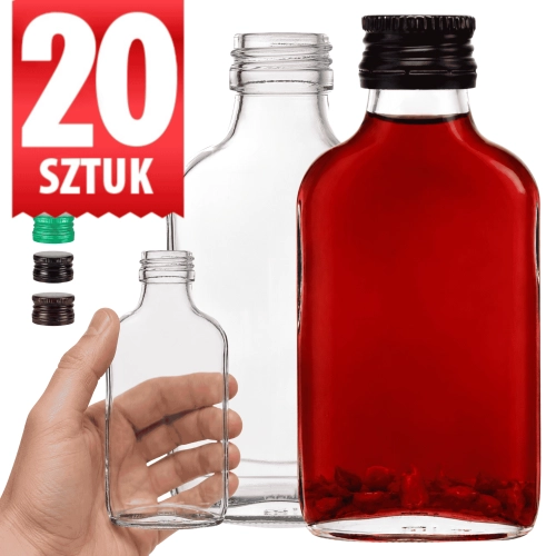 Butelka piersiówka szklana Perła 100 ml  na bimber likier 20 sztuk 