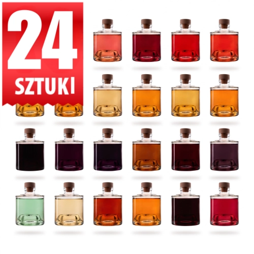 Butelki szklane weselne na nalewki i wódkę Vogi 250 ml zestaw 24 sztuk  