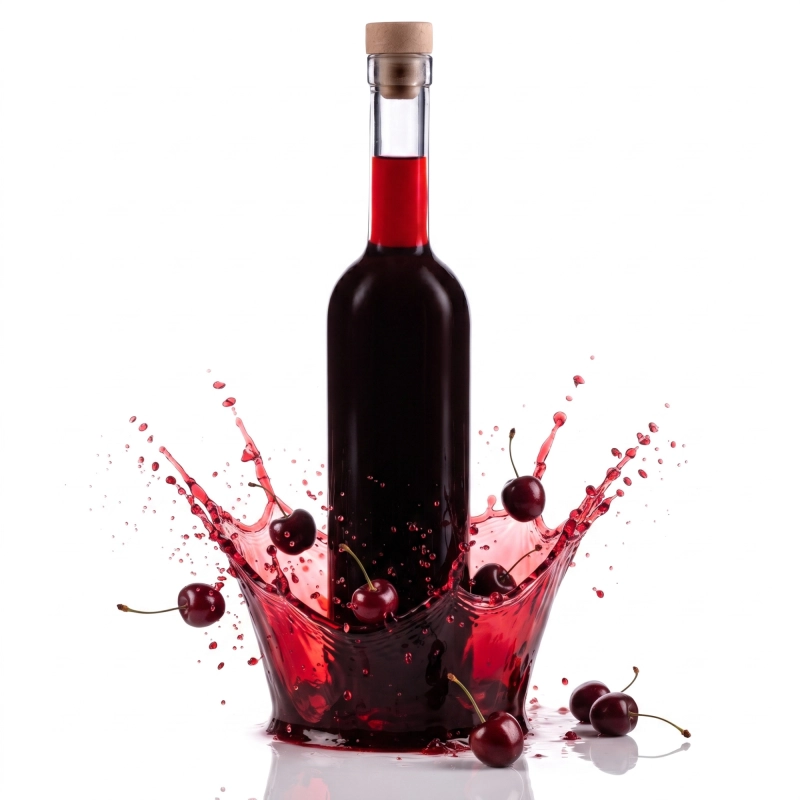 Szklana butelka Futura 500 ml z czerwonym winem i rozbryzgiem płynu wokół smukłej sylwetki flaszki