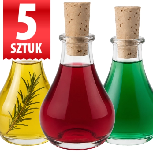 Butelka mała szklana z korkiem na nalewkę sok prezent Tina 50 ml 5 sztuk