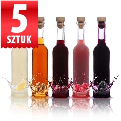 5x Butelka szklana bezbarwna na nalewkę, wódkę, prezent Futura 100 ml z korkiem lub bez