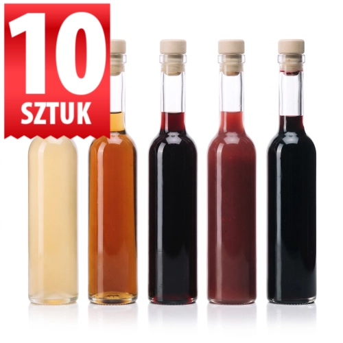 10x Butelka szklana bezbarwna na nalewkę, wódkę, prezent Futura 100 ml z korkiem lub bez