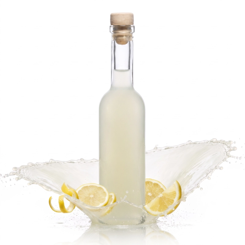 Smukła buteleczka szklana Futura 100 ml z korkiem i jasnym syropem, 100 ml szkło na próbki i upominki