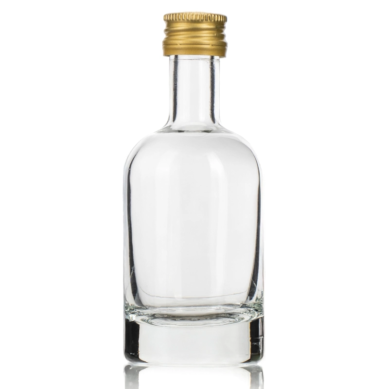 Pusta szklana buteleczka Tadek 50 ml ukazana z boku, gwint 18/12 pod zakrętkę, wysokość 11 cm