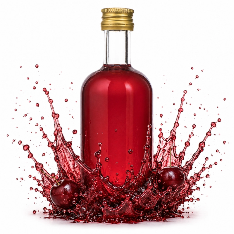Mini butelka szklana Tadek 50 ml trzymana w dłoni, poręczna flaszka na próbki bimbru i wódek