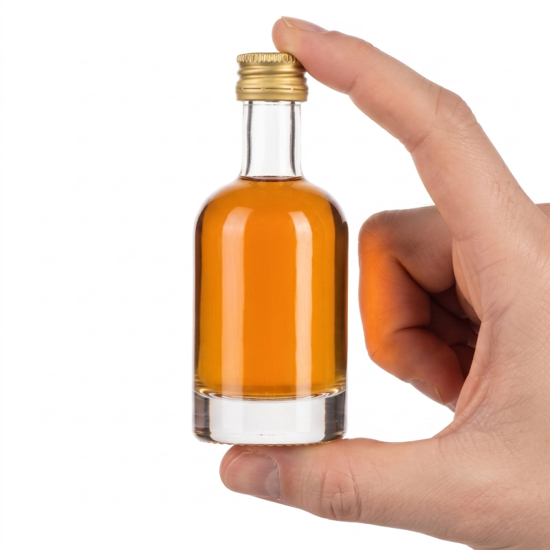 Czerwony trunek owocowy w buteleczce szklanej Tadek 50 ml, klimatyczne wnętrze domowej kuchni