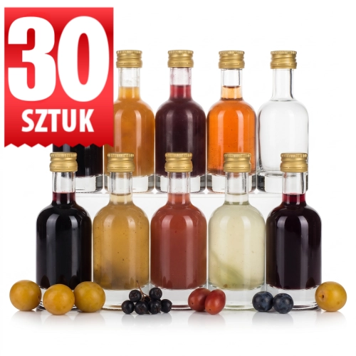 Mini butelki szklane Tadek 50 ml na nalewki wódkę sok – 30 sztuk