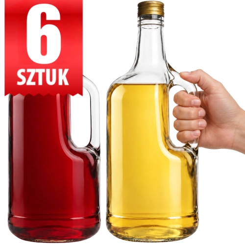 Duża butelka na wódkę bimber nalewki Goliat 1750 ml + zakrętka 6 sztuk